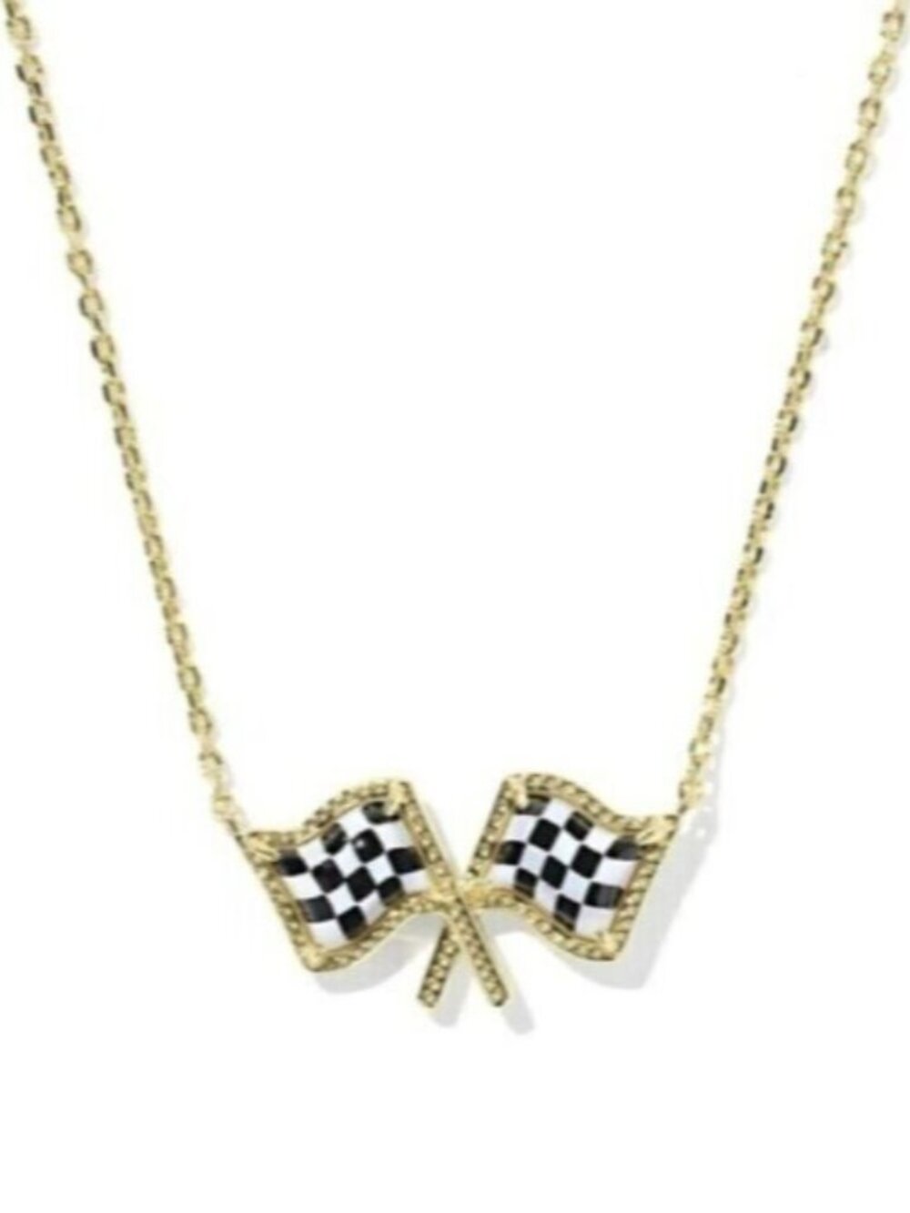 🌸✨🌸 Kendra Scott x Checkered Flag Gold Short Pendant Necklace